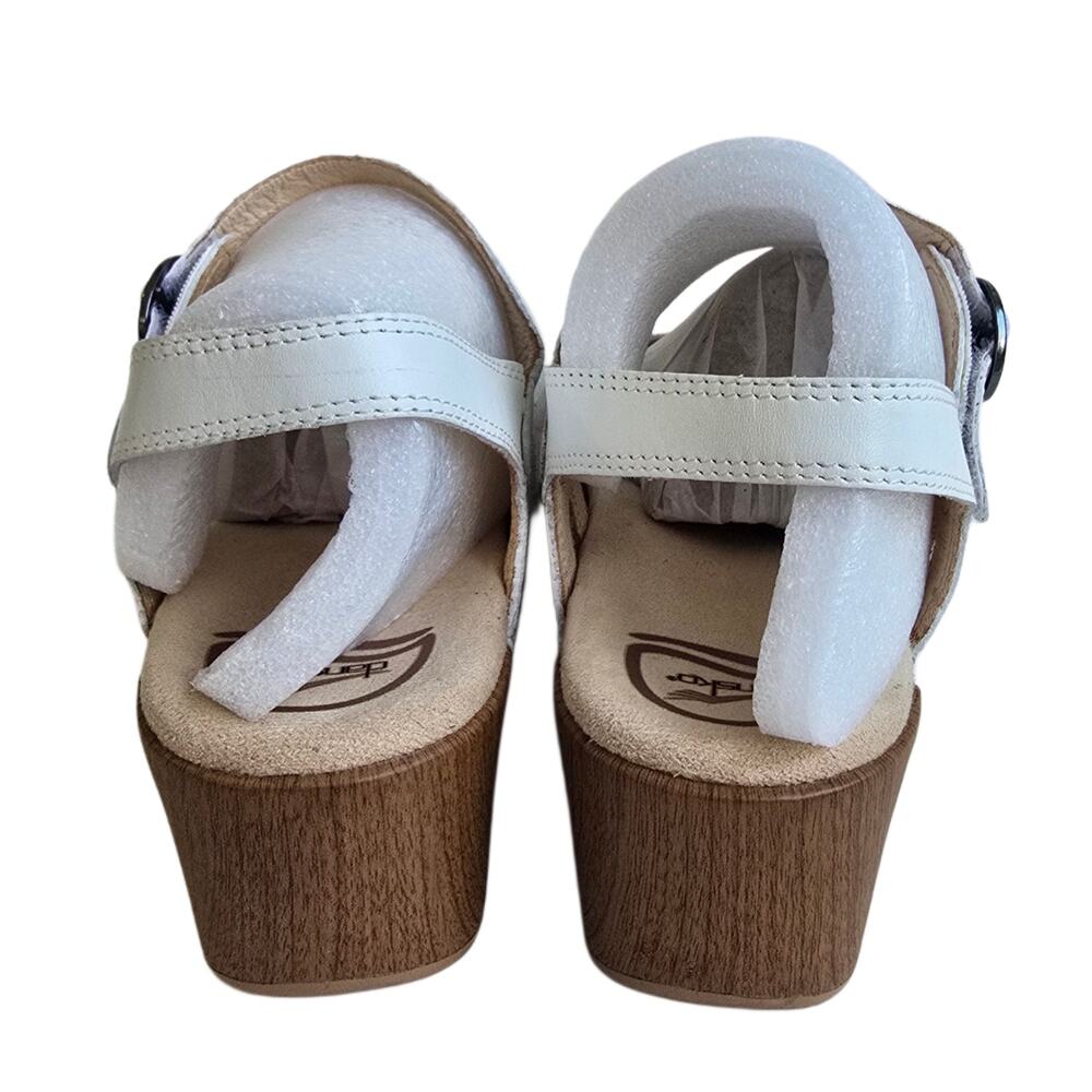 White Sandals Dansko Season Size 9.5-10 EU 40 Leather Platform Clog Ankle Strap - Picture 6 of 14